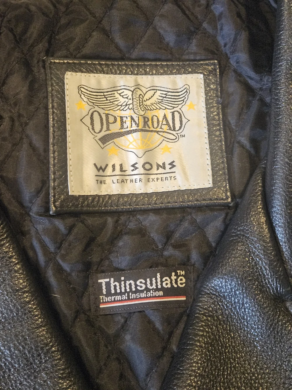 WILSON XXL Open Road Black Leather Belted Motorcycle Jacket Insulated Vintage